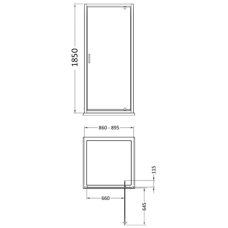 Ralus6 Pivot Door 1850 x 900mm - Chrome - Image 3