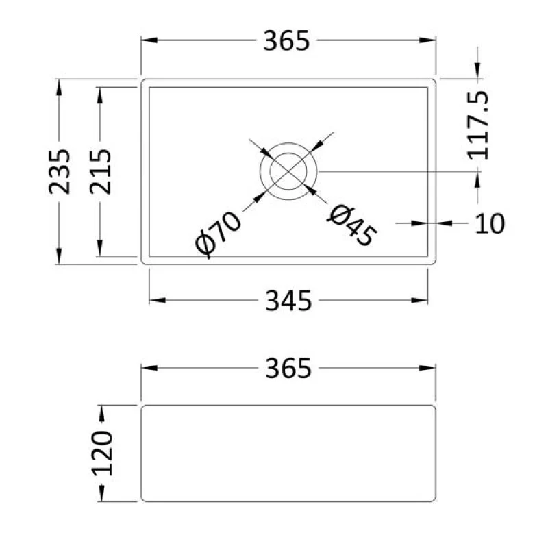 Rectangular Sit-On Countertop Basin 365mm Wide - Image 3