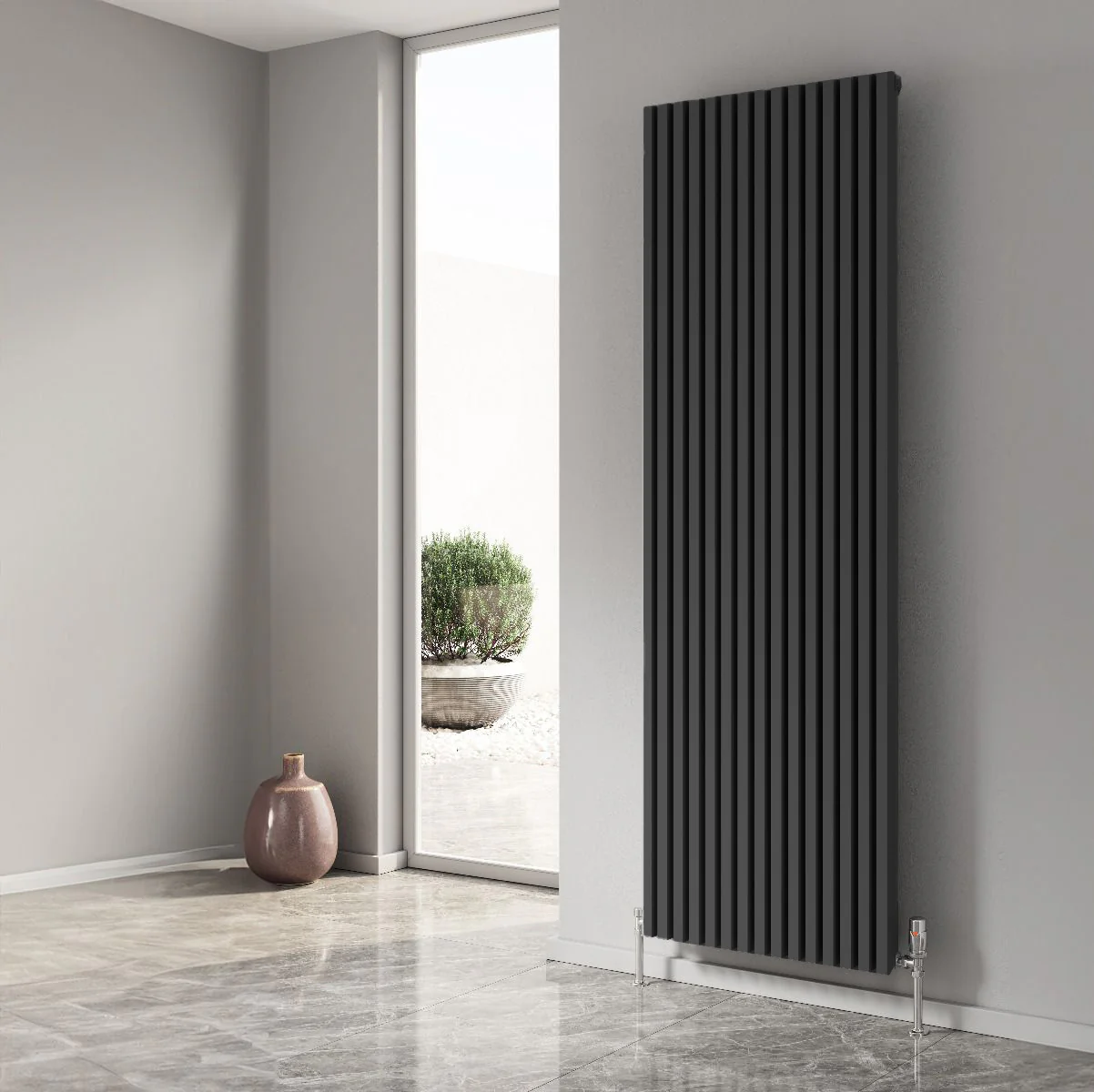 Reina Albano Vertical Aluminium Radiator - 1800 x 590mm - Anthracite
