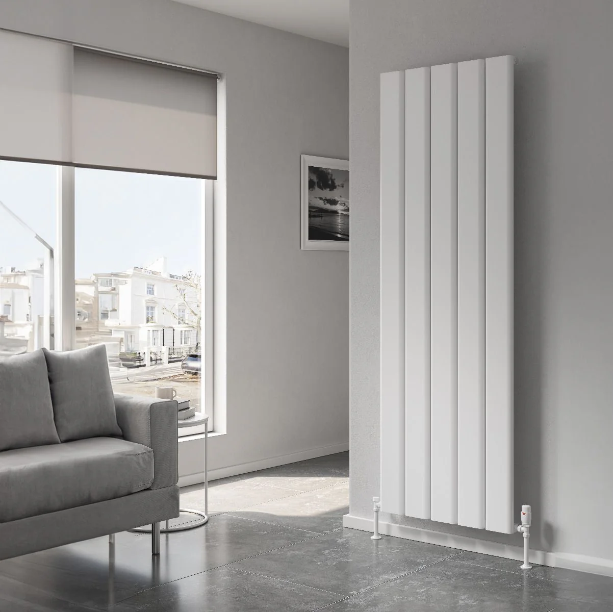 Reina Caldaro Vertical Aluminium Radiator - 1800 x 370mm - White - Image 4