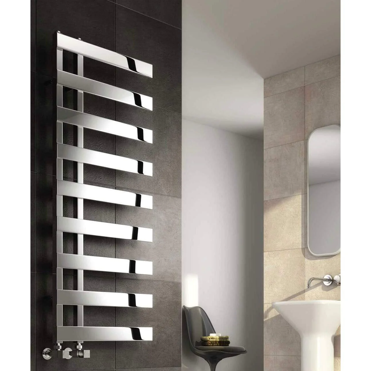Reina Capelli Designer Heated Towel Rail - Stainless Steel - 1235 x 500mm - Image 4