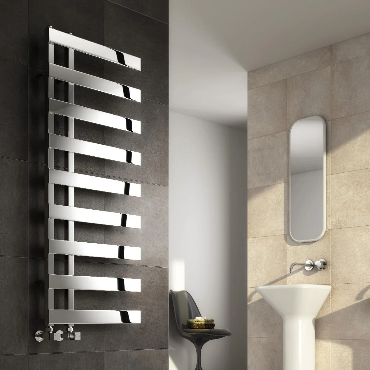 Reina Capelli Designer Heated Towel Rail - Stainless Steel - 800 x 500mm - Image 4