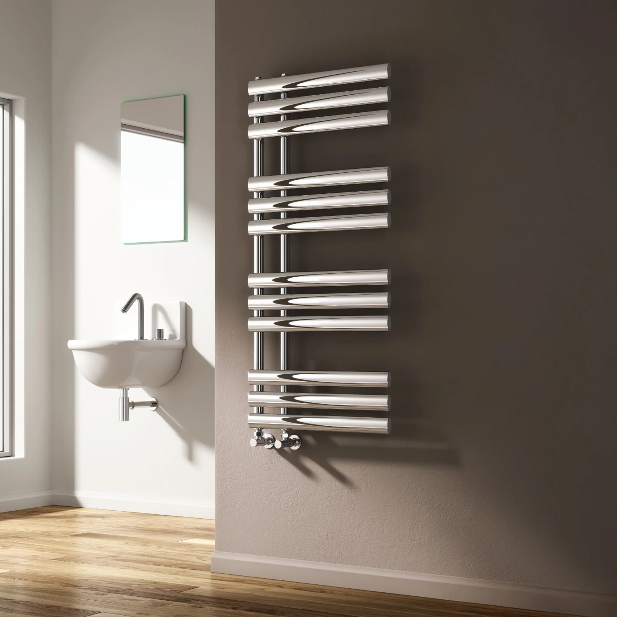 Reina Chisa Designer Heated Towel Rail - 1130 x 500mm - Chrome