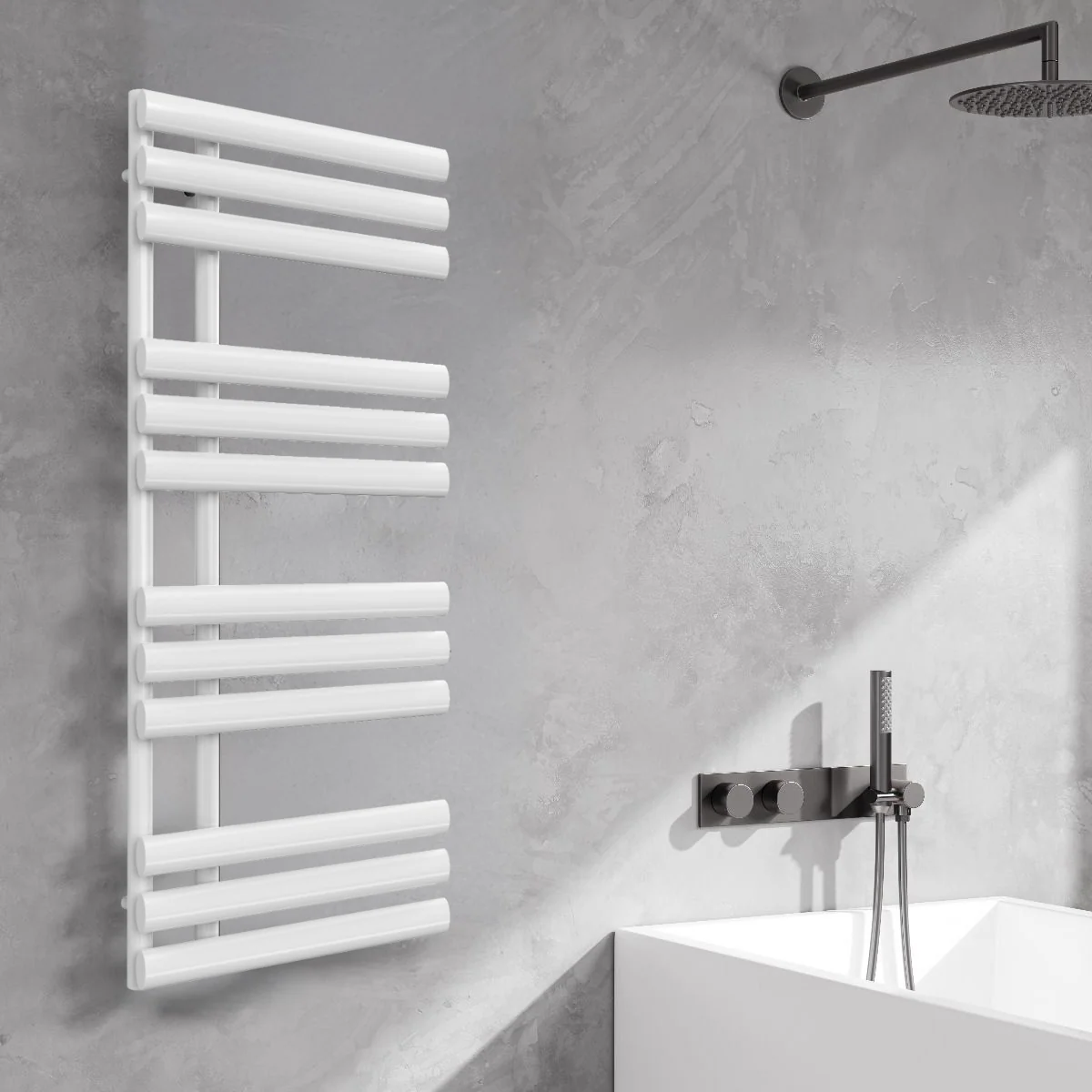 Reina Chisa Designer Heated Towel Rail - 1130 x 500mm - White - Image 2