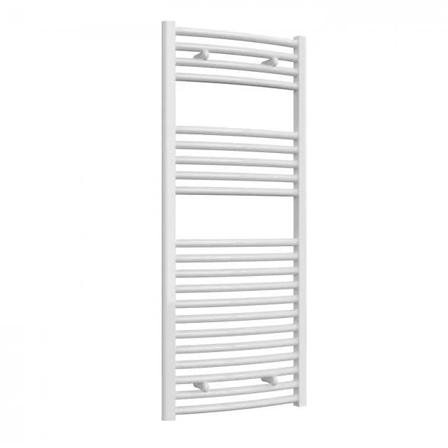 Reina Diva 1200 x 500mm Electric Curved White Heated Towel Rail