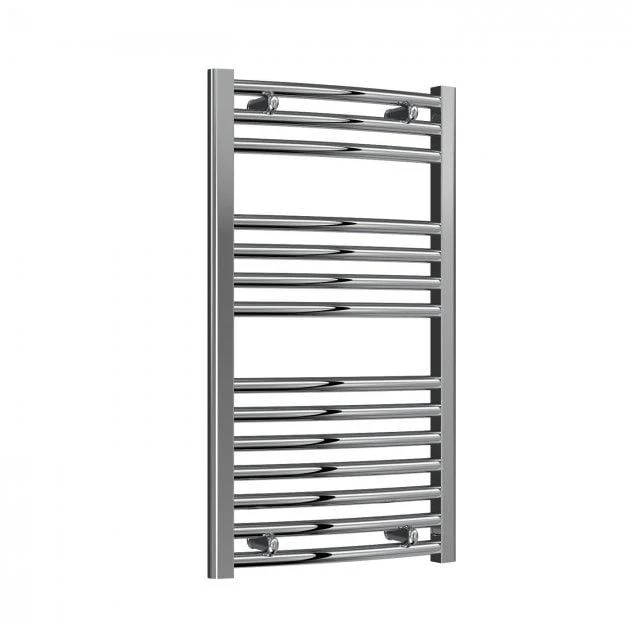 Reina Diva Vertical Curved Heated Towel Rail - Chrome - 800 x 450mm