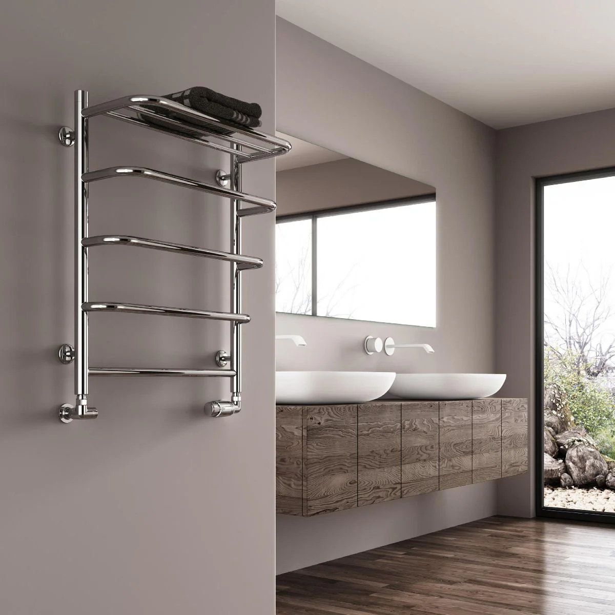 Reina Elvo Designer Heated Towel Rail - Polished Stainless Steel