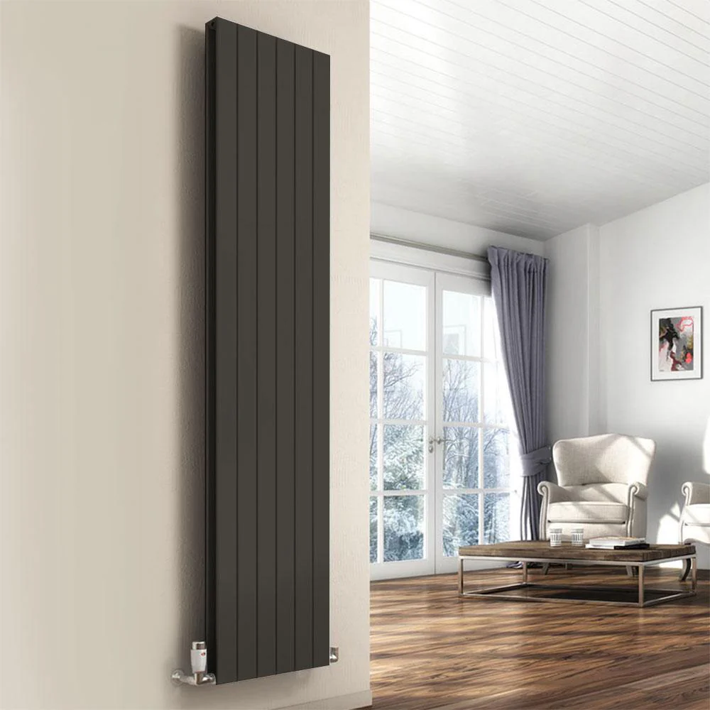 Reina Flat Vertical Mild Steel Double Column Radiator 1800 x 440 - Anthracite - Image 2