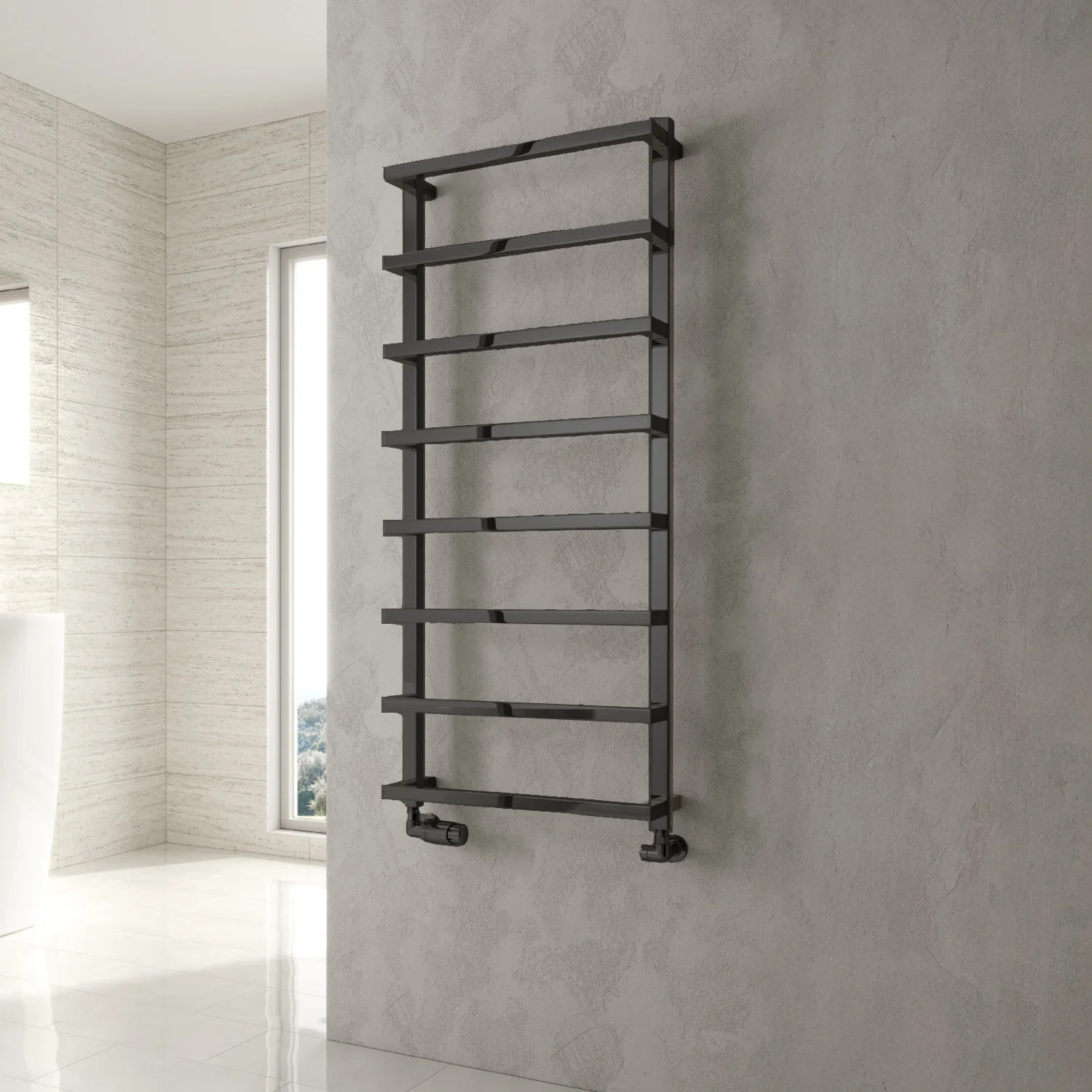 Reina Glora Designer Heated Towel Rail - 875 x 500mm - Anthracite - Image 2