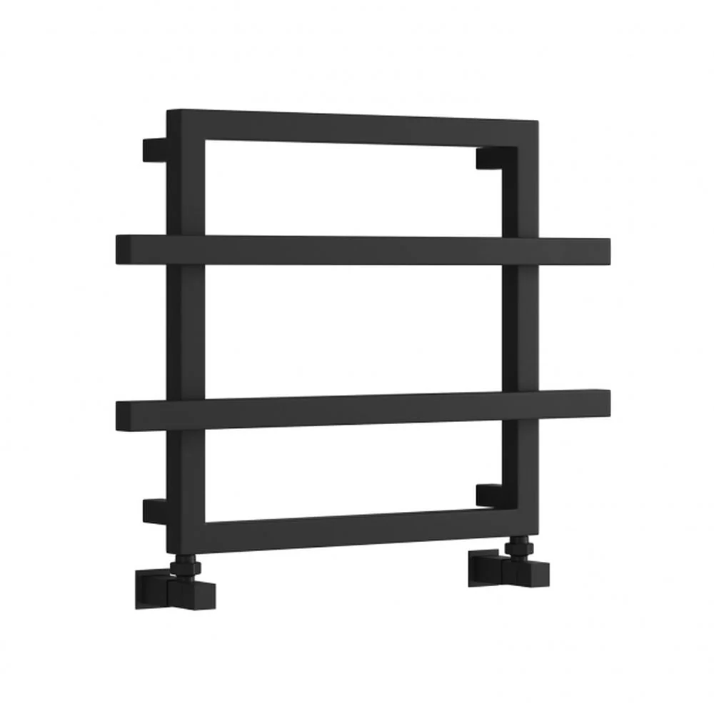 Reina Lago Designer Heated Tower Rail - 450 x 600mm (2 Towel Bars) - Black
