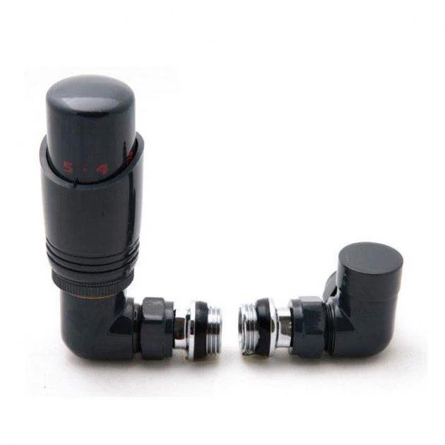 Modal Thermostatic Corner Anthracite Radiator Valve with Lockshield