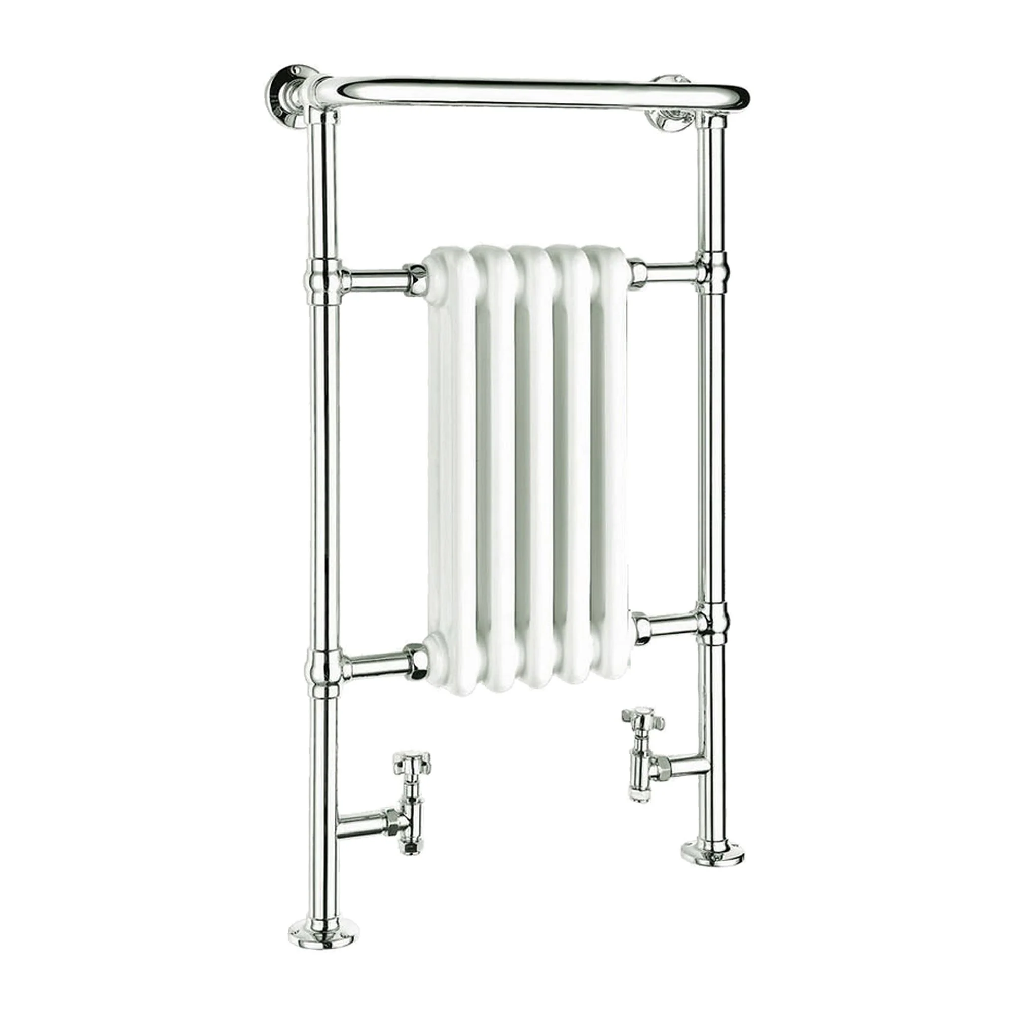 Reina Oxford Traditional Radiator Heated Towel Rail - Chrome & White - Image 4