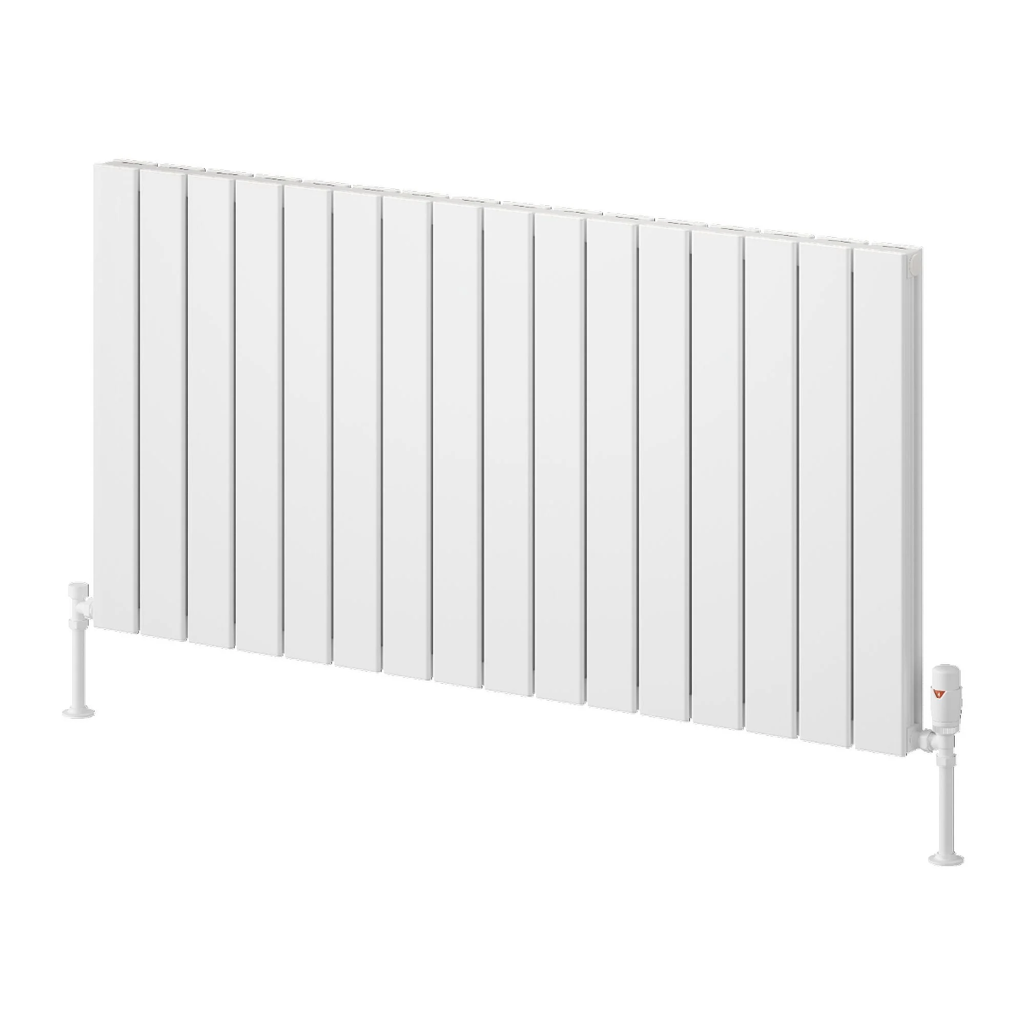 Reina Piatto Horizontal Aluminium Radiator - Double / 600 x 1195mm - White