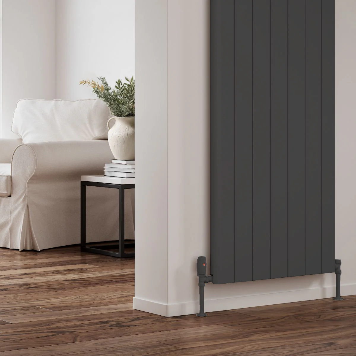 Reina Resia Vertical Aluminium Radiator - 1800 x 375mm - Anthracite - Image 3