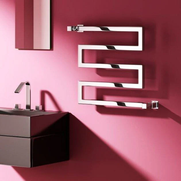 Reina Serpe Vertical Square Designer Heated Towel Rail - 270 x 500mm - Chrome - Image 2
