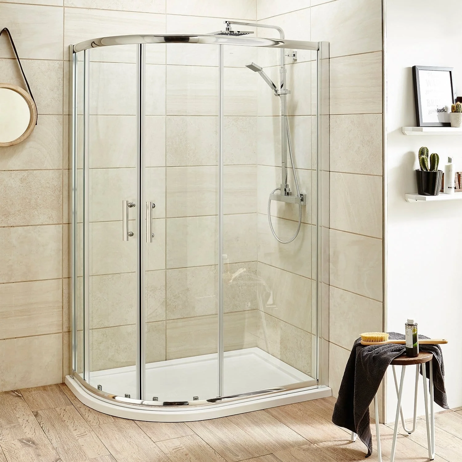 Rene 1200 x 900 x 1900mm Offset Quadrant Shower Door - 6mm Glass