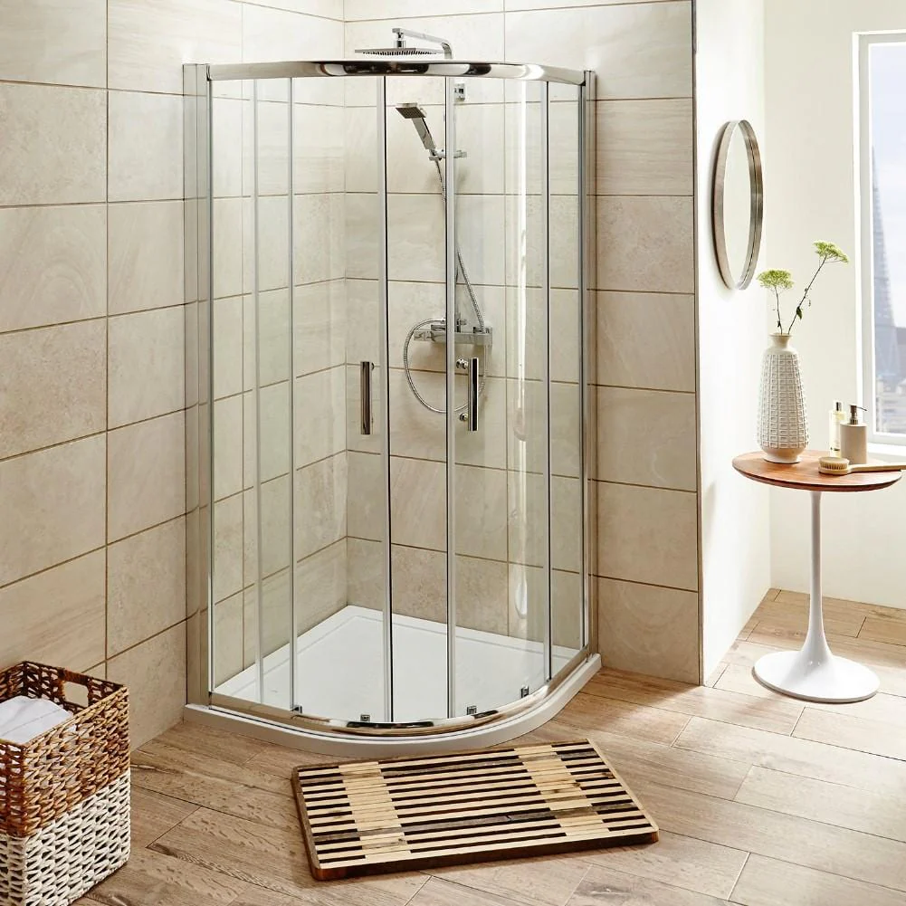 Rene Chrome 1000 x 1000 x 1900mm Quadrant Shower Enclosure - 6mm Glass