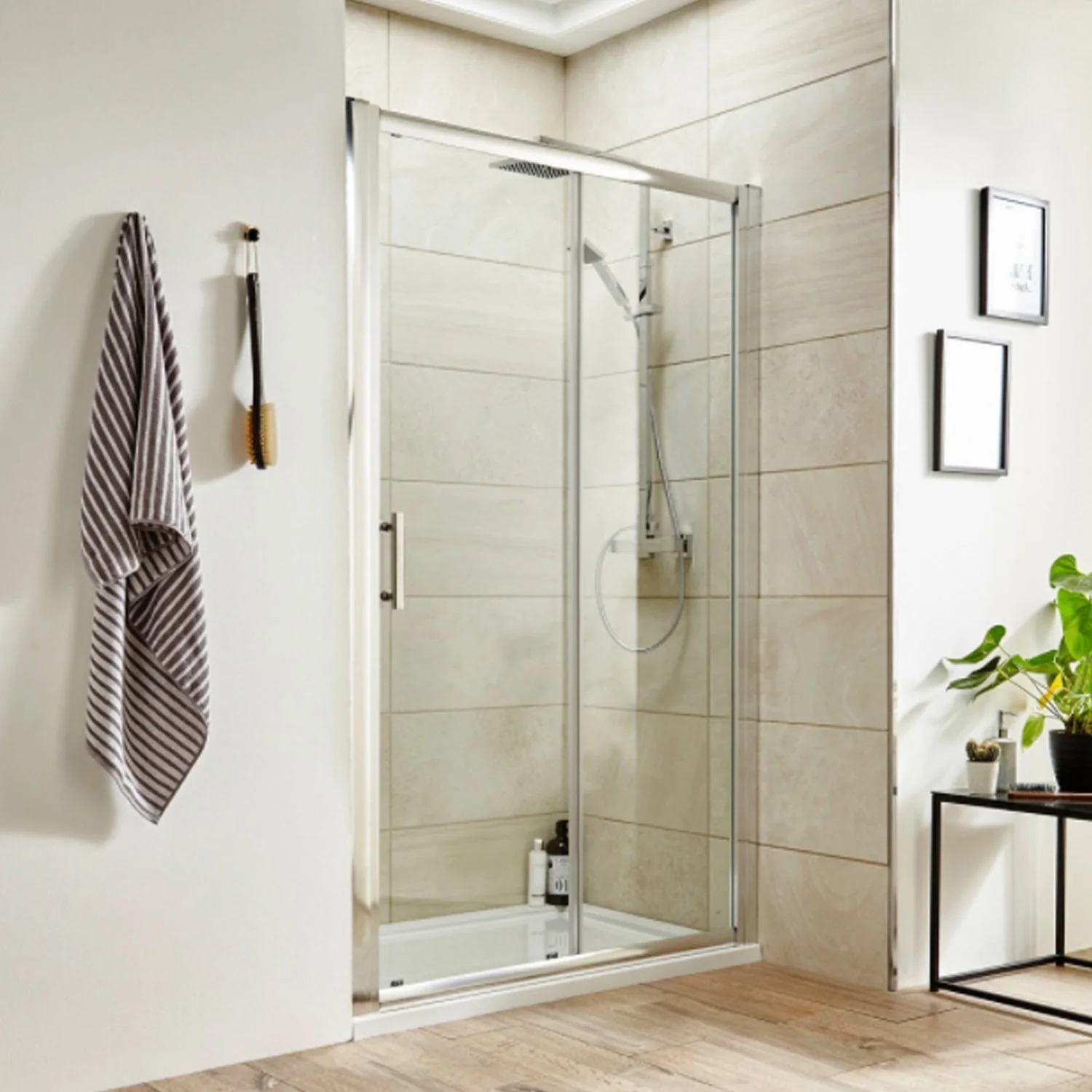 Rene Chrome 1000 x 1900mm Sliding Shower Door - 6mm Glass