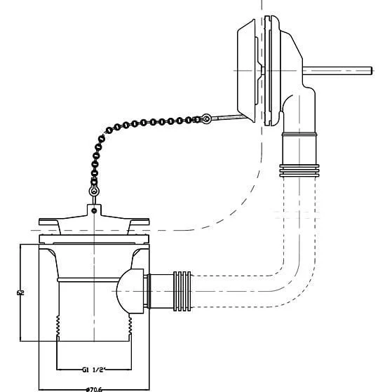 Retainer Bath Waste Brass & Ball Chain - Image 3