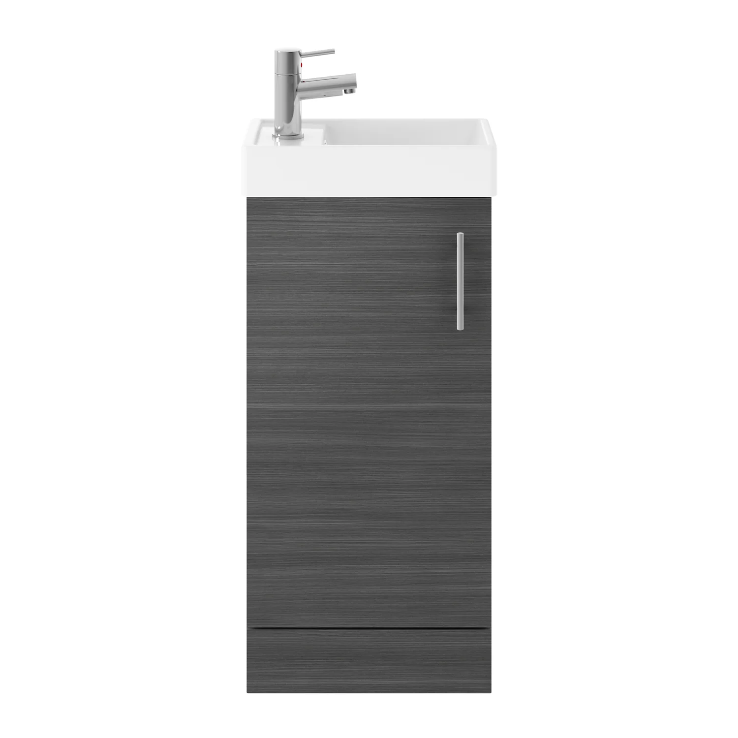 Retto 400mm Floor Standing 1-Door Vanity Unit with Basin - Anthracite Woodgrain