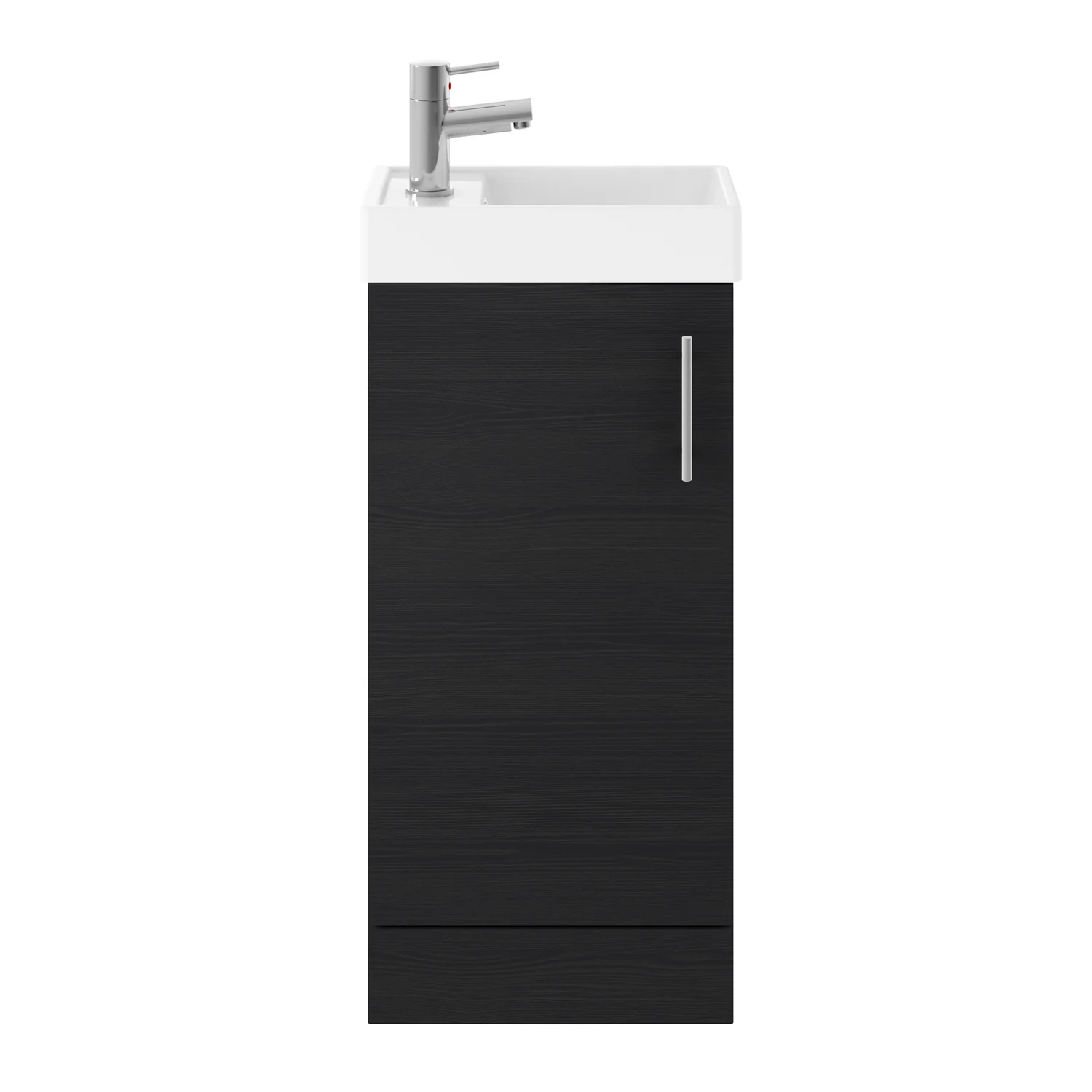 Retto 400mm Floor Standing 1-Door Vanity Unit with Basin - Charcoal Black