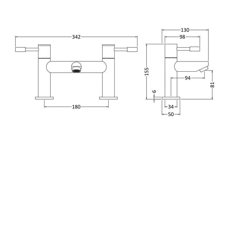 Series 2 Deck Mounted Bath Filler Tap - Chrome - Image 2