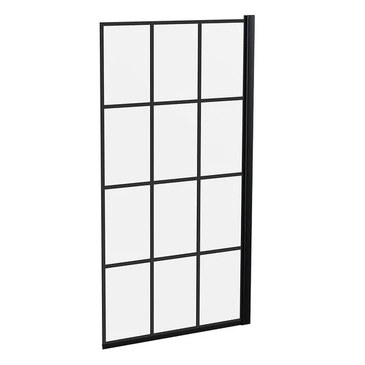 Riverside 1500 x 700mm Single Ended Acrylic Bath & Square Black Framed Bath Screen - Image 3