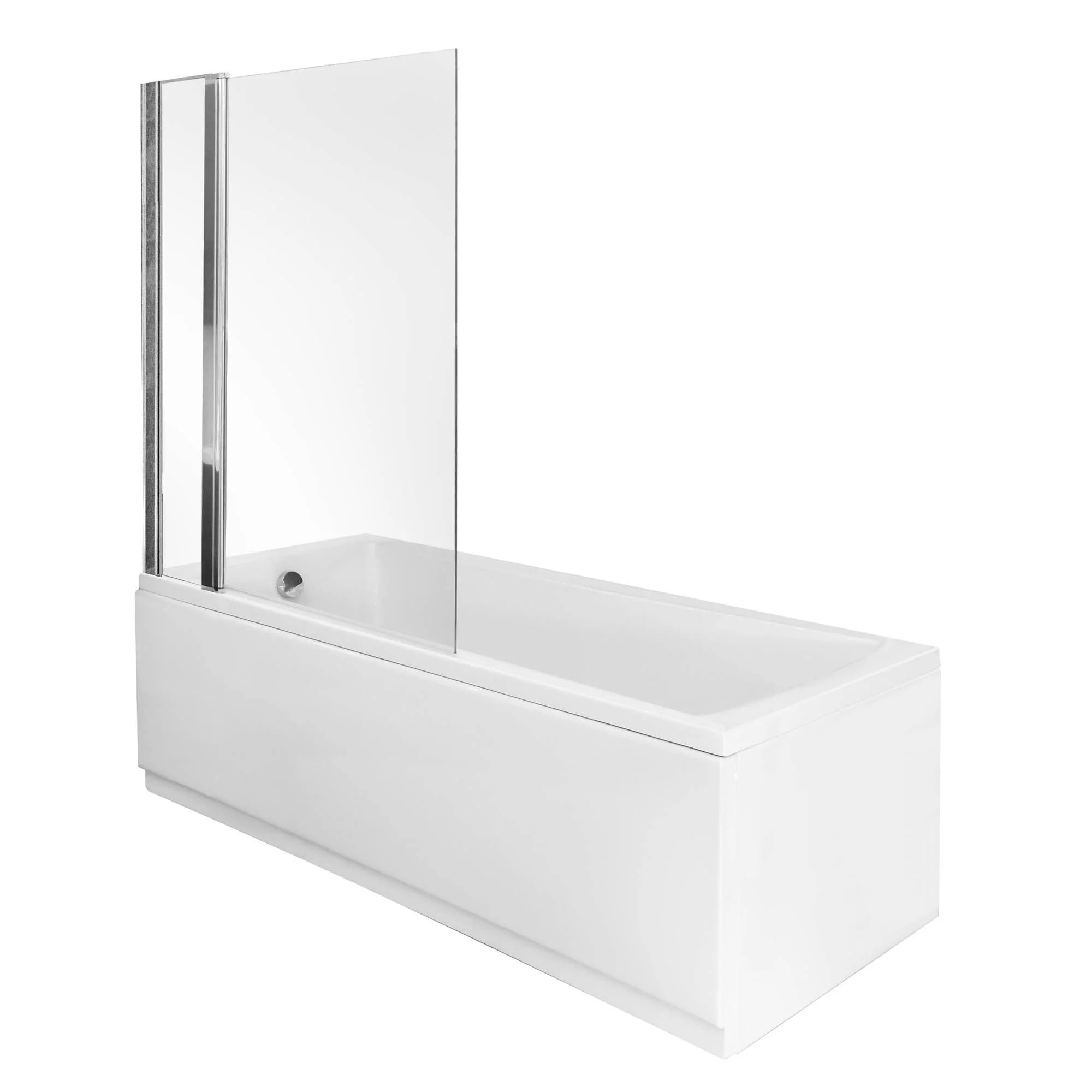 Riverside 1500 x 700mm Single Ended Acrylic Bath & Square Double Bath Screen