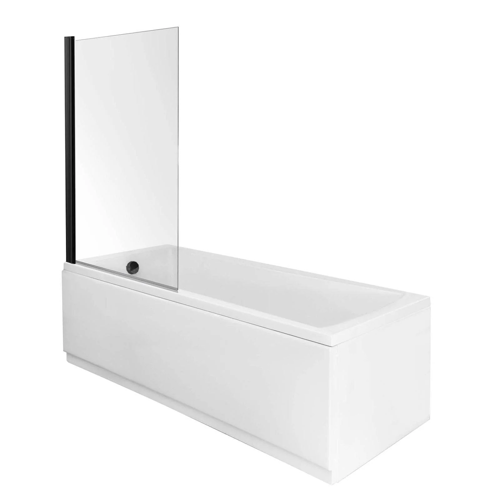 Riverside 1800 x 800mm Single Ended Acrylic Bath & Square Black Bath Screen