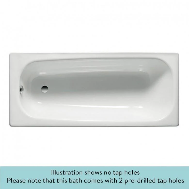 Roca Contesa Anti-Slip Single Ended Steel Bath - 1700mm x 700mm - 2 Tap Hole - Image 2