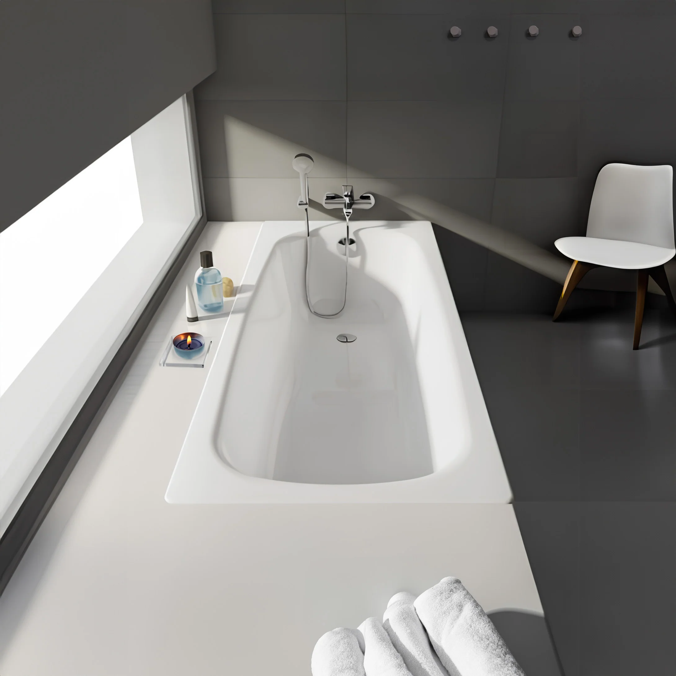Roca Contesa Single Ended Steel Bath - 1700mm X 700mm - 2 Tap Hole - Image 2