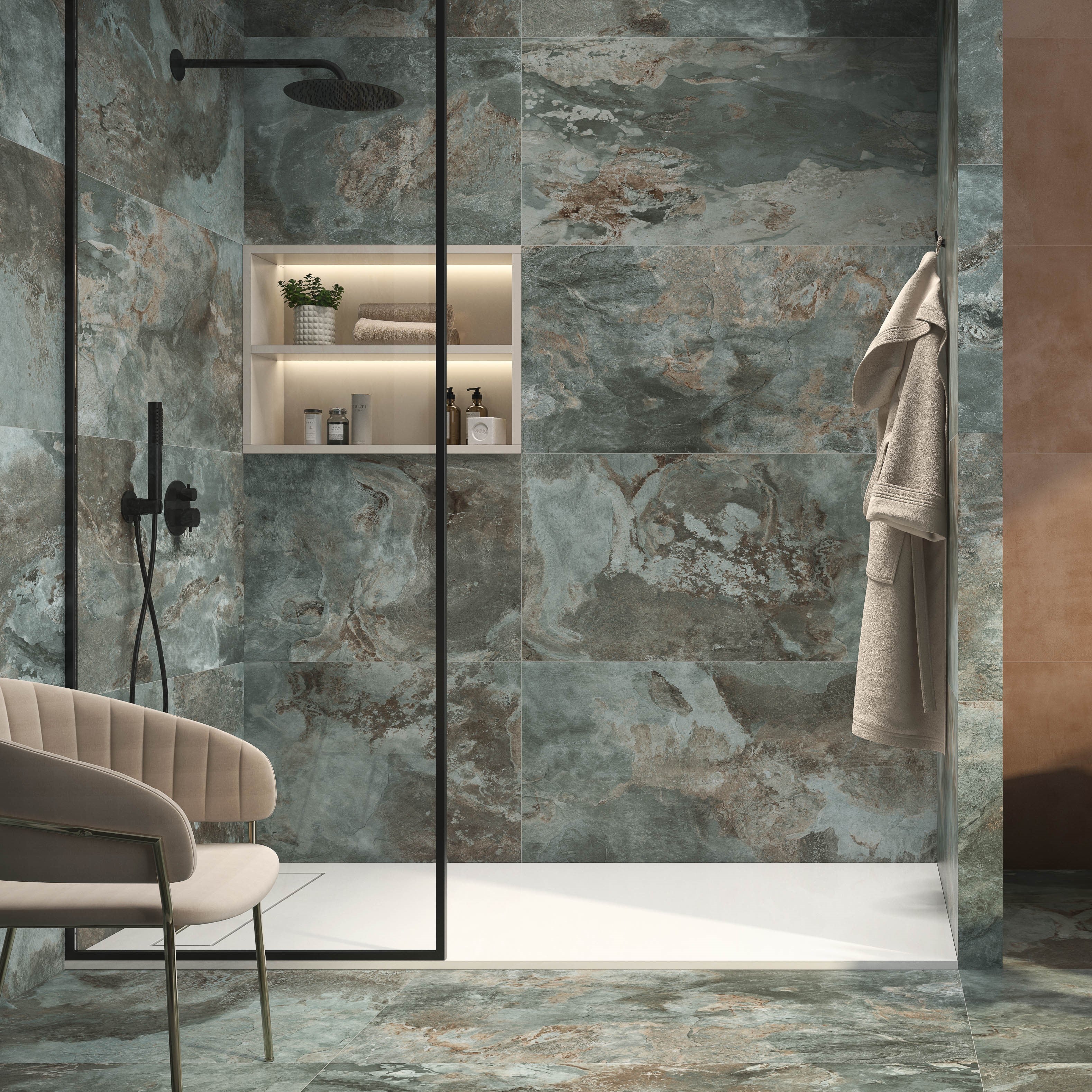 Rock Slate Green Rectangle Porcelain Tile