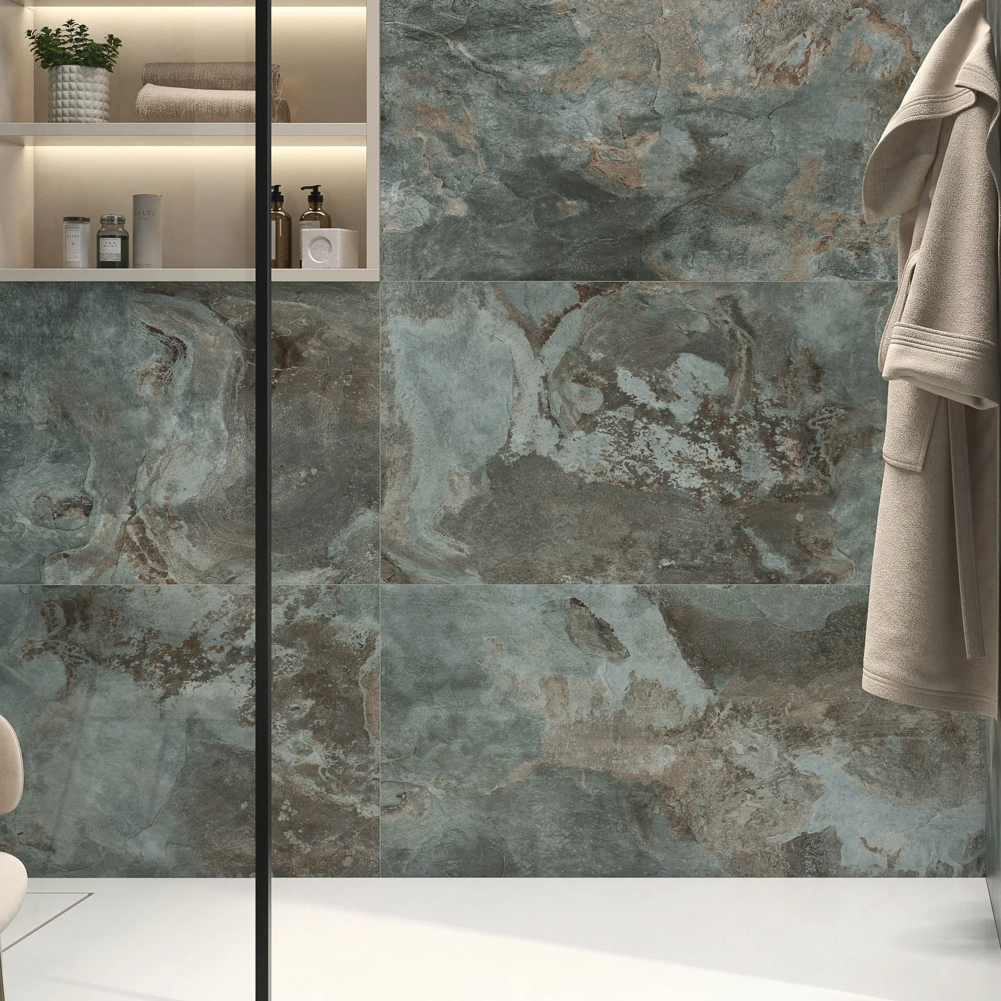 Rock Slate Green Rectangle Porcelain Tile - Image 2