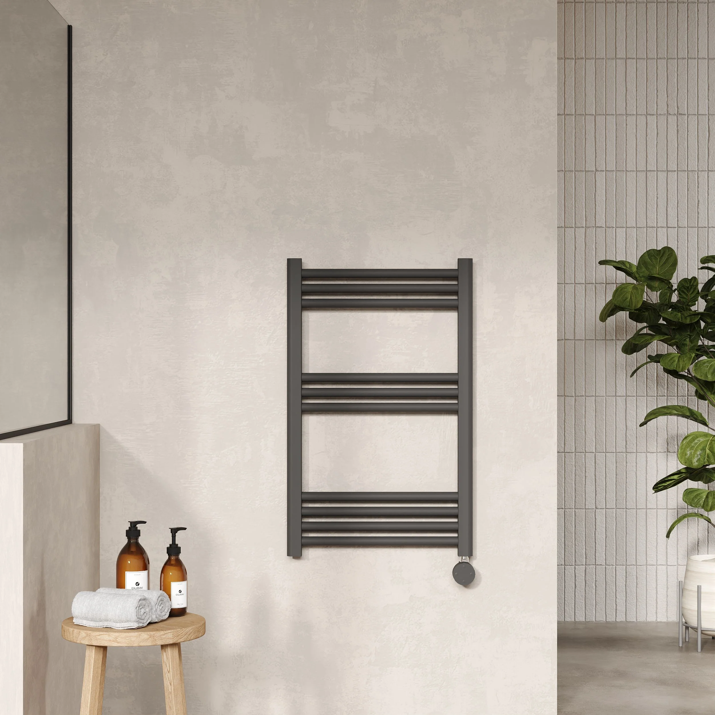 Nuie Round Straight Electric Towel Radiator 800x500 - Anthracite