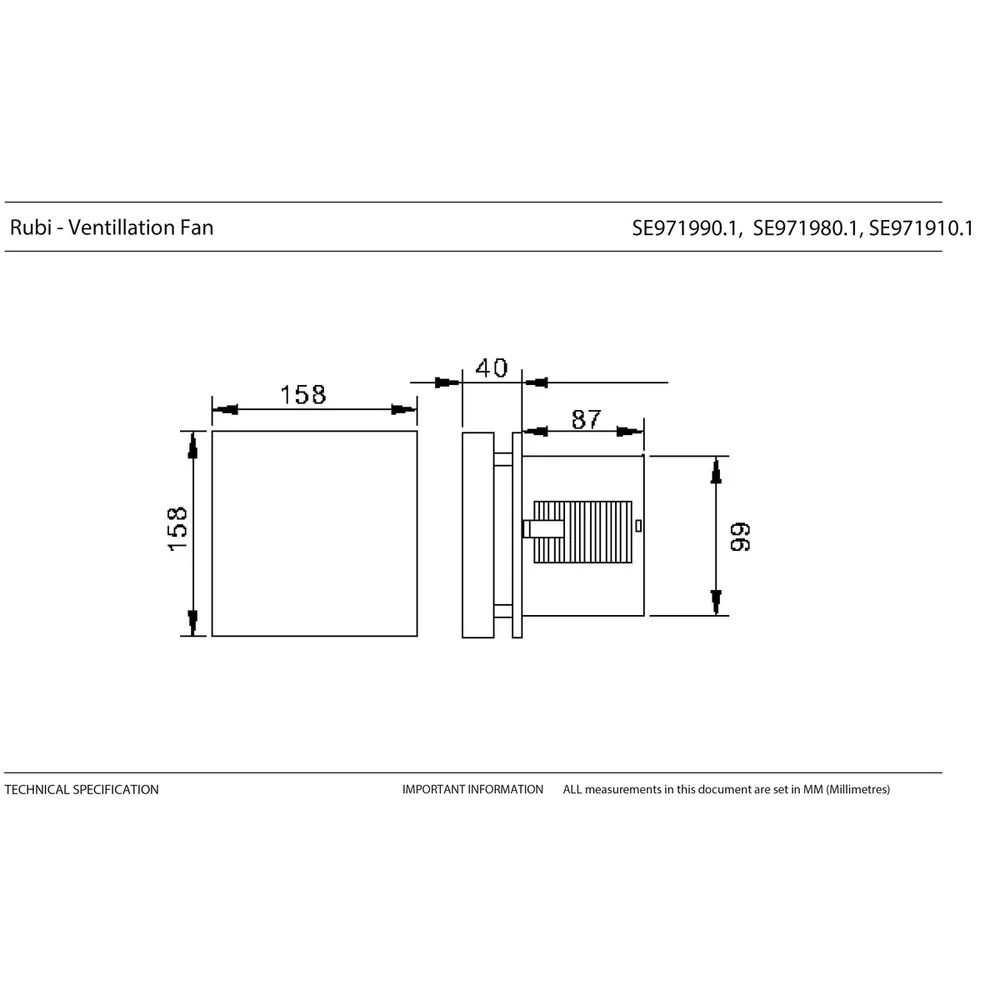 Rubi Low volume Extractor Fan - 158 x 158 - Chrome - Image 6