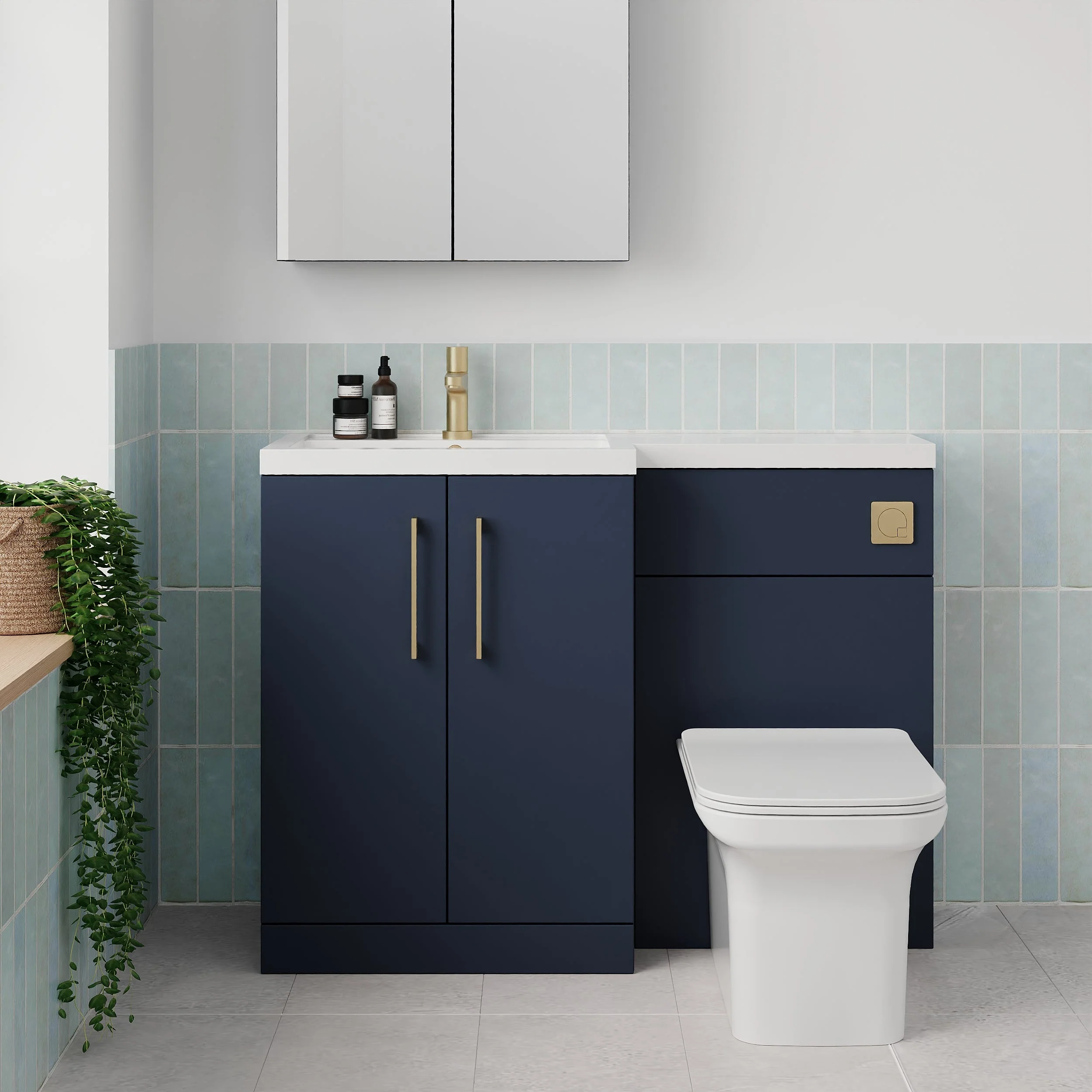 Ryker 1100mm Toilet & Basin Combination Unit - Midnight Blue - Image 26