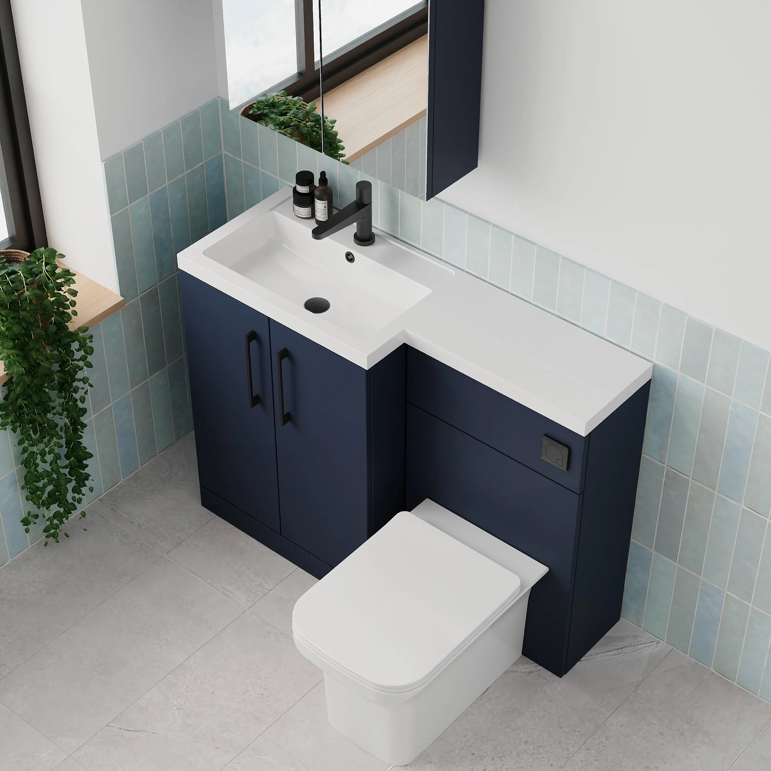 Ryker 1100mm Toilet & Basin Combination Unit - Midnight Blue - Image 31