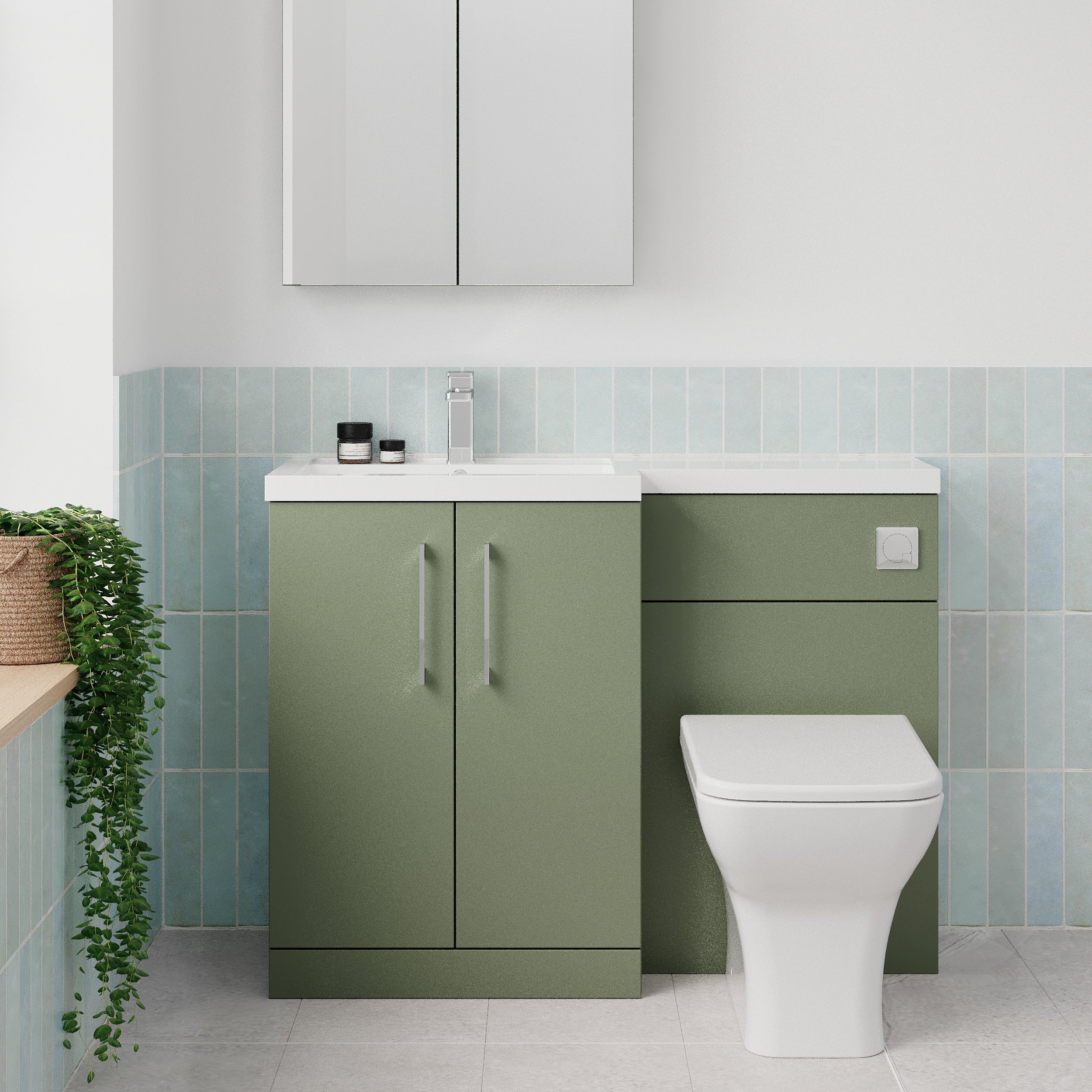 Ryker 1100mm Toilet & Basin Combination Unit - Satin Green - Image 3