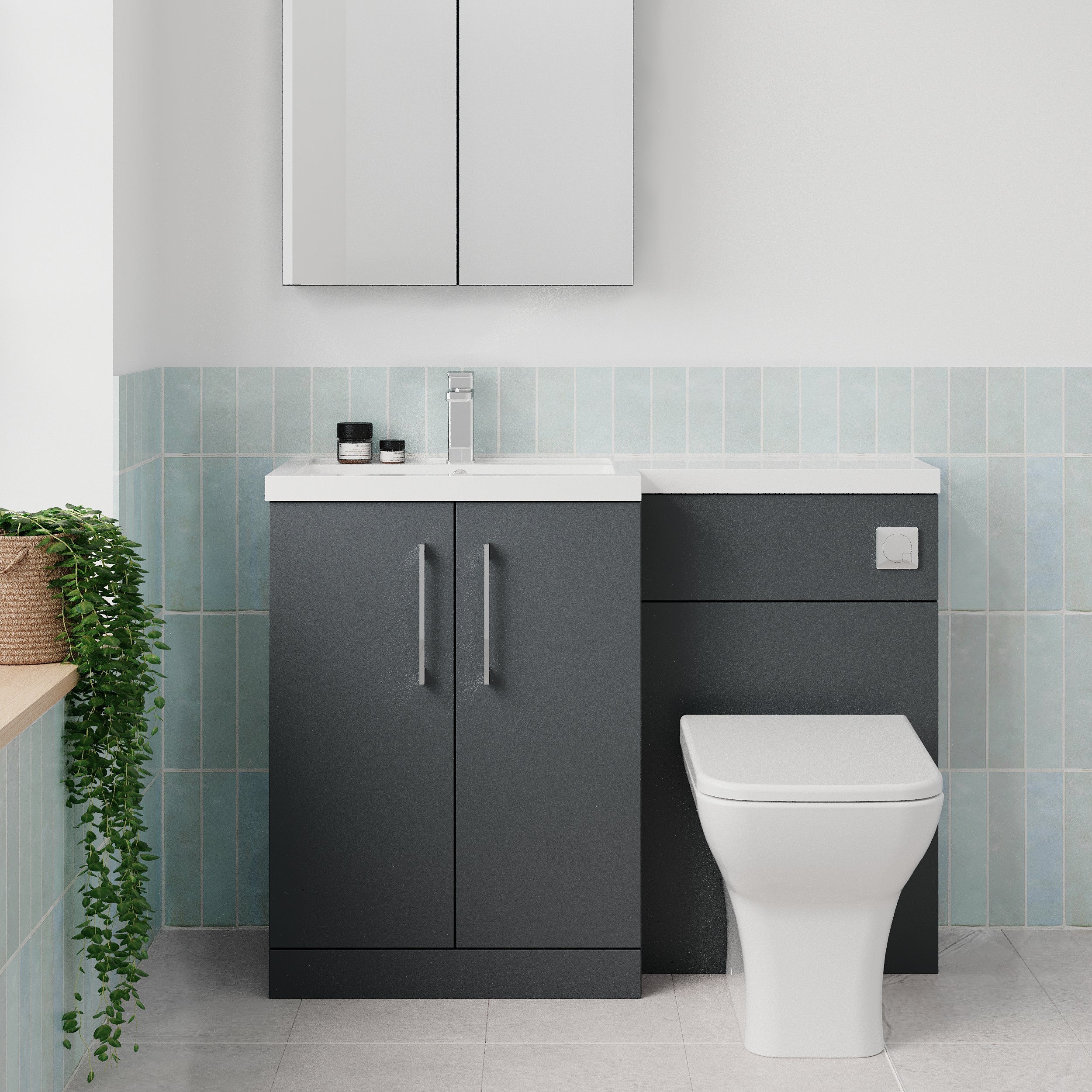Ryker 1100mm Toilet & Basin Combination Unit - Soft Black - Image 2
