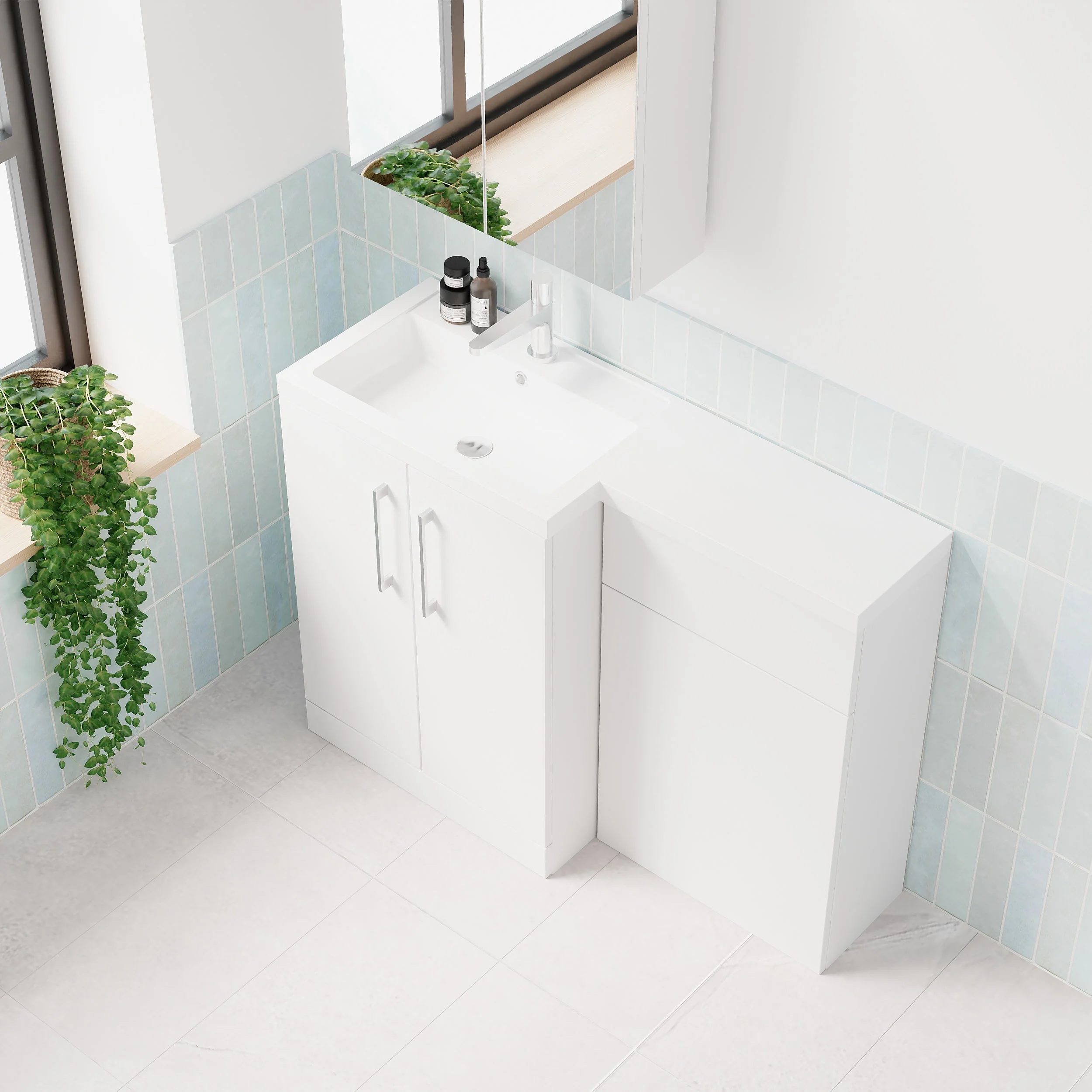 Ryker 1100mm Toilet & Basin Combination Unit - White - Image 12