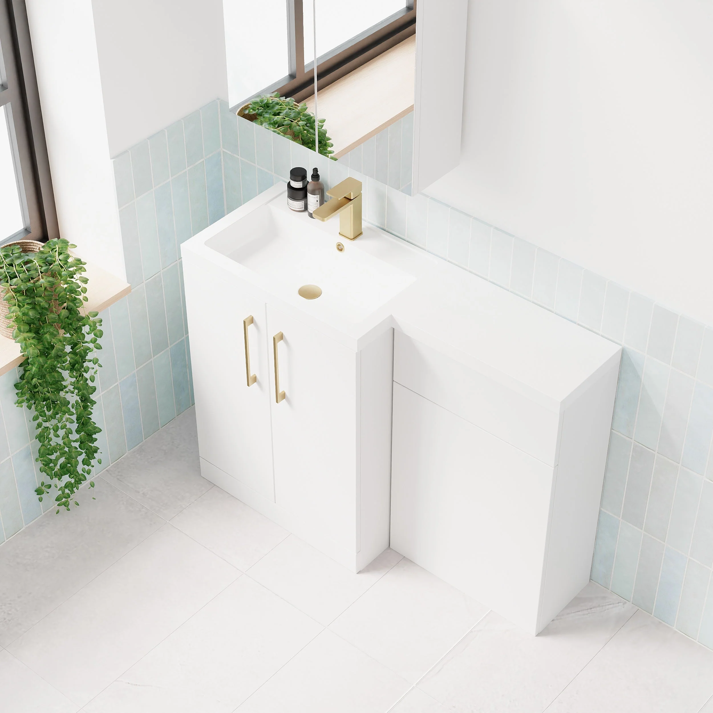 Ryker 1100mm Toilet & Basin Combination Unit - White - Image 18