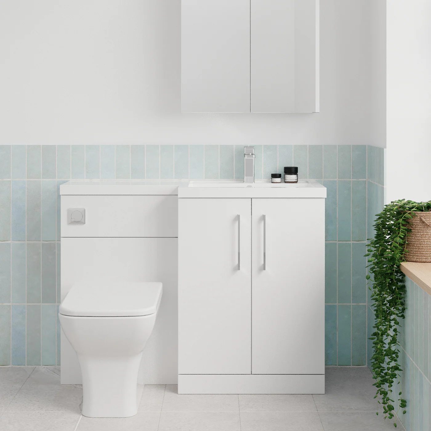 Ryker 1100mm Toilet & Basin Combination Unit - White - Image 23