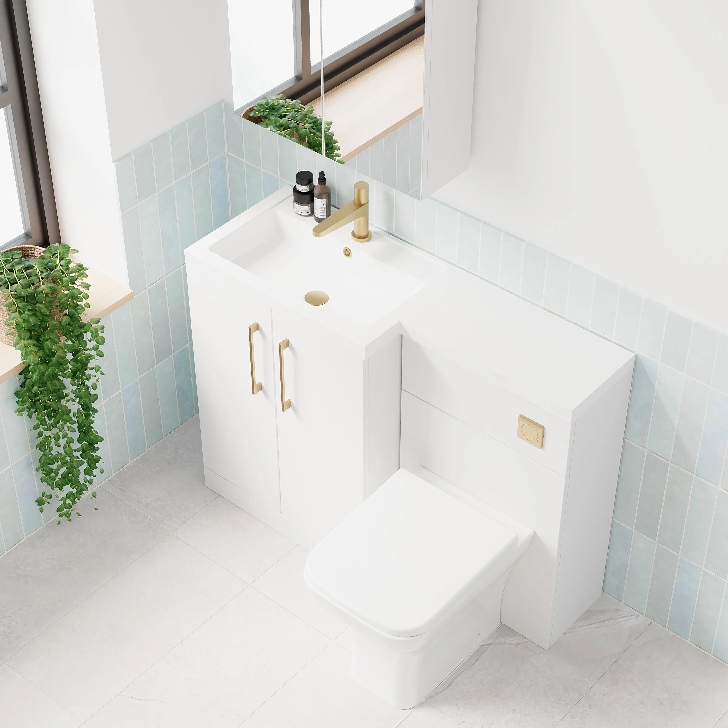Ryker 1100mm Toilet & Basin Combination Unit - White - Image 9