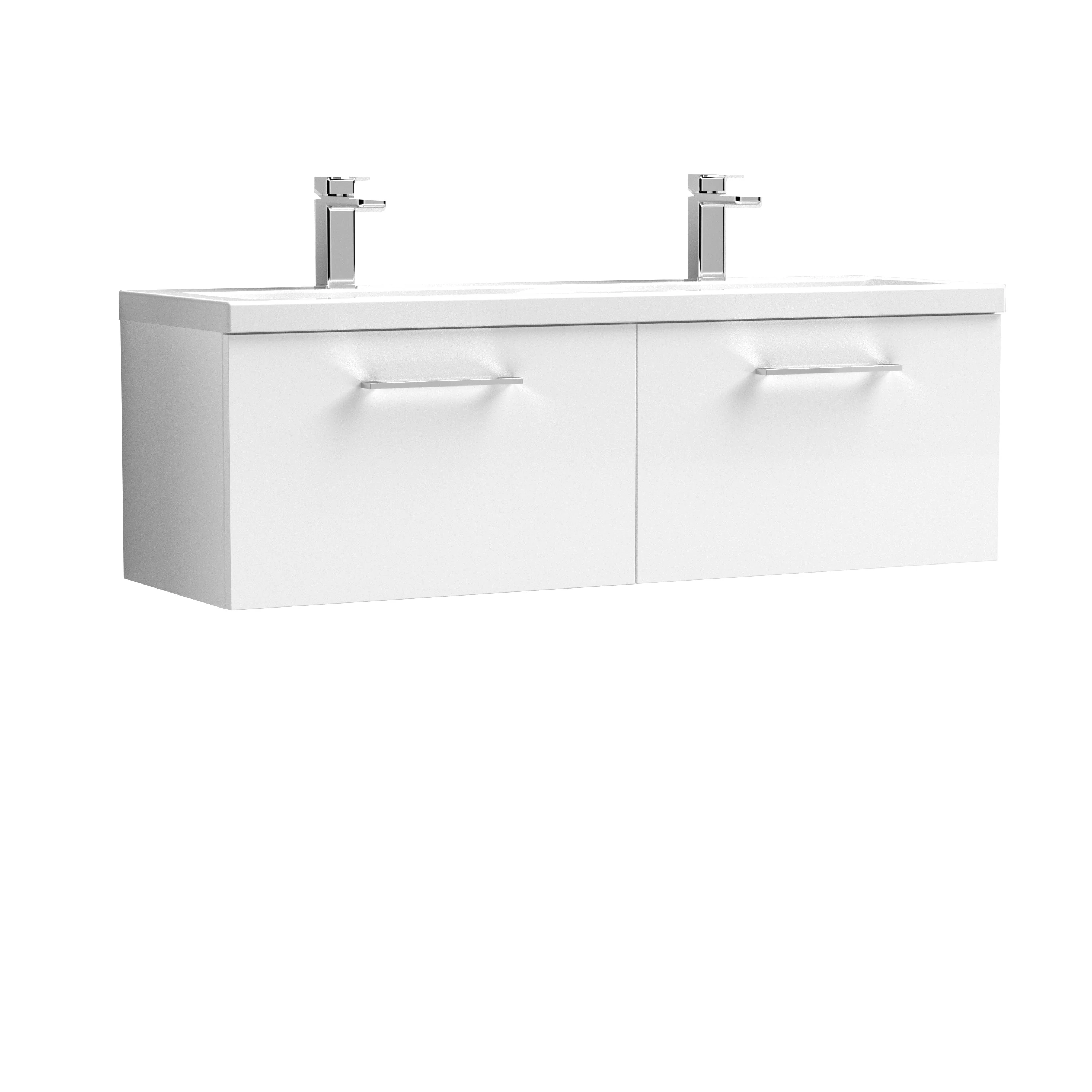 Ryker 1200mm Wall Hung 2-Drawer Vanity & Double Ceramic Basin - Gloss White