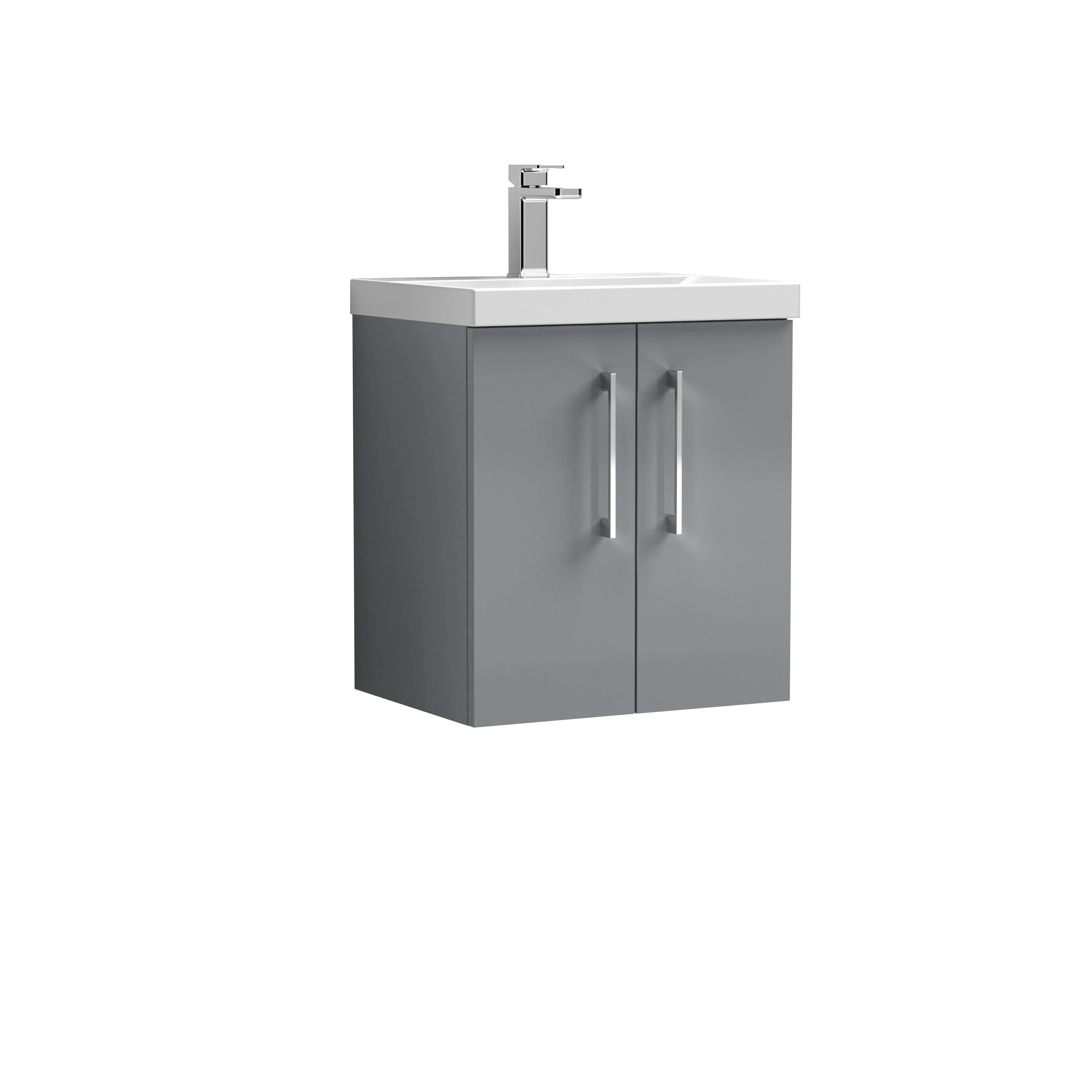 Ryker 500mm Wall Hung 2-Door Vanity & Basin 1 - Satin Grey