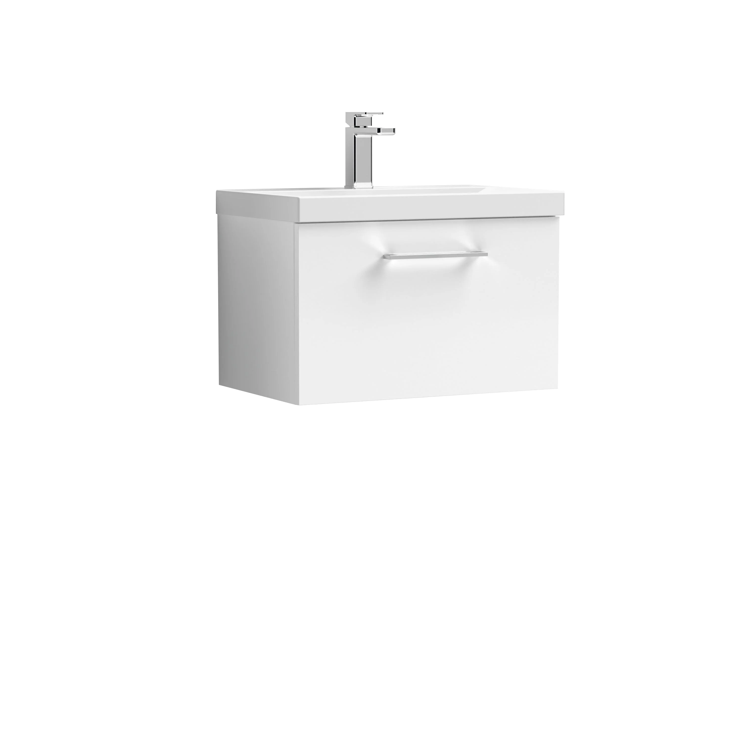 Ryker 600mm Wall Hung 1-Drawer Vanity & Basin 1 - Gloss White