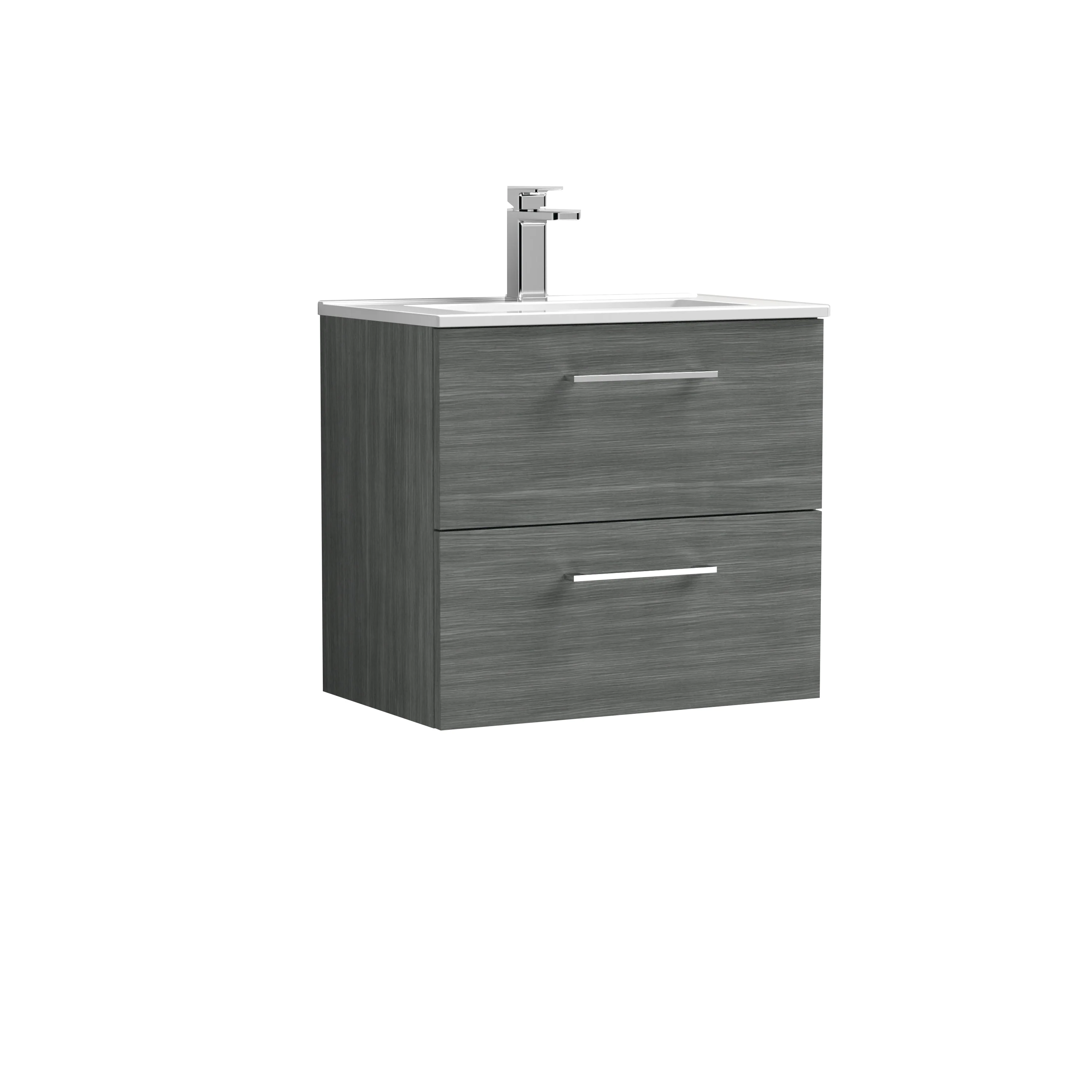 Ryker 600mm Wall Hung 2-Drawer Vanity & Basin 2 - Anthracite