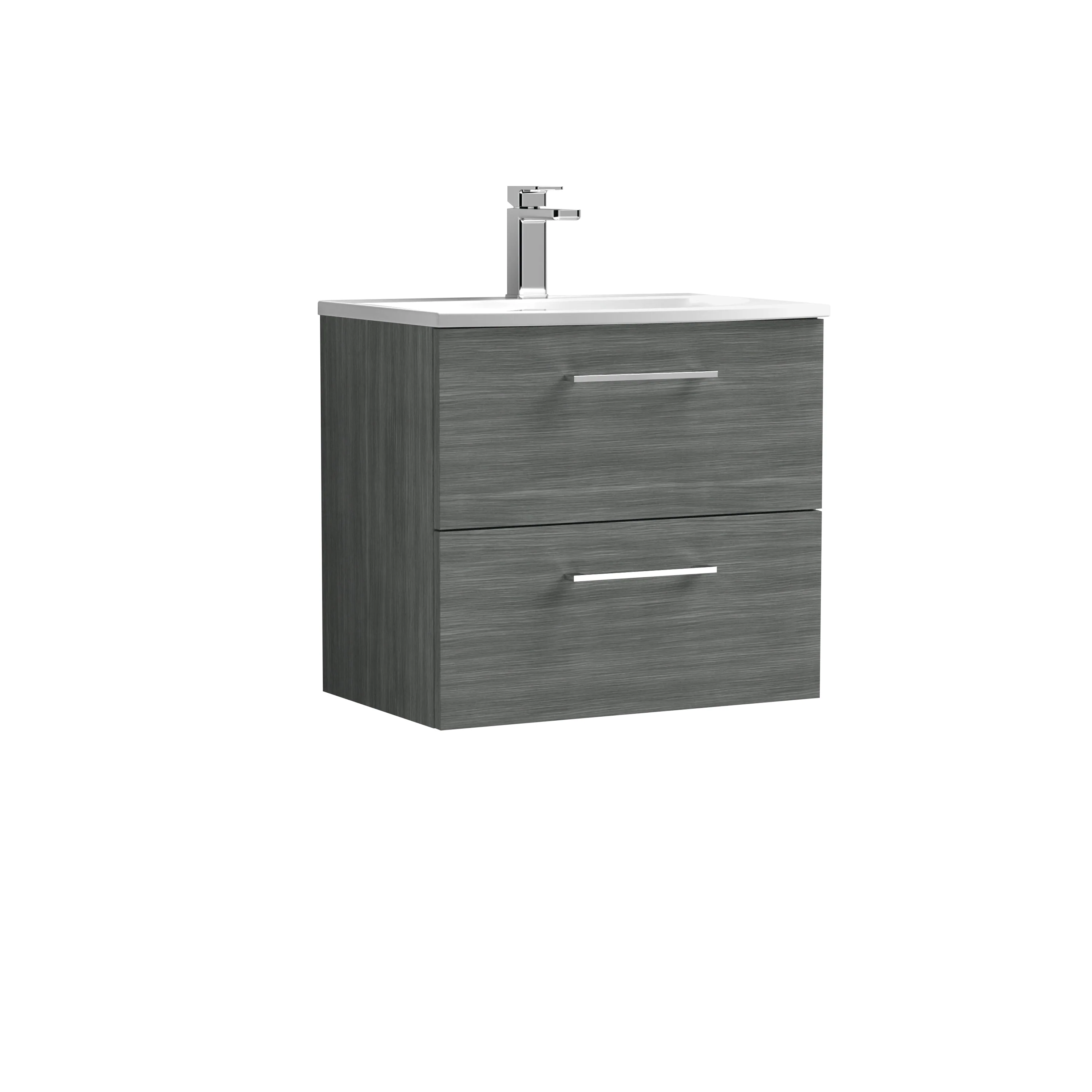 Ryker 600mm Wall Hung 2-Drawer Vanity & Basin 4 - Anthracite