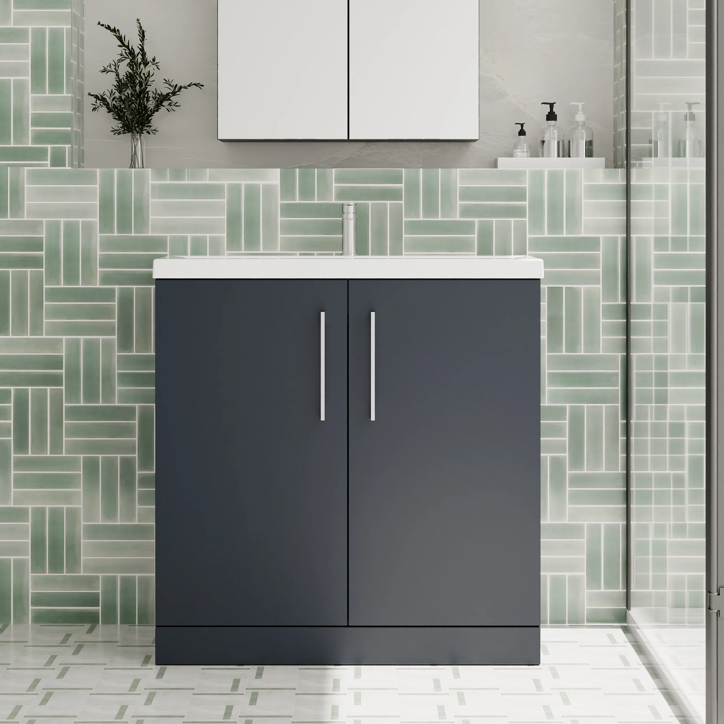 Ryker 800mm Floor Standing 2-Door Vanity & Basin 1 - Soft Black