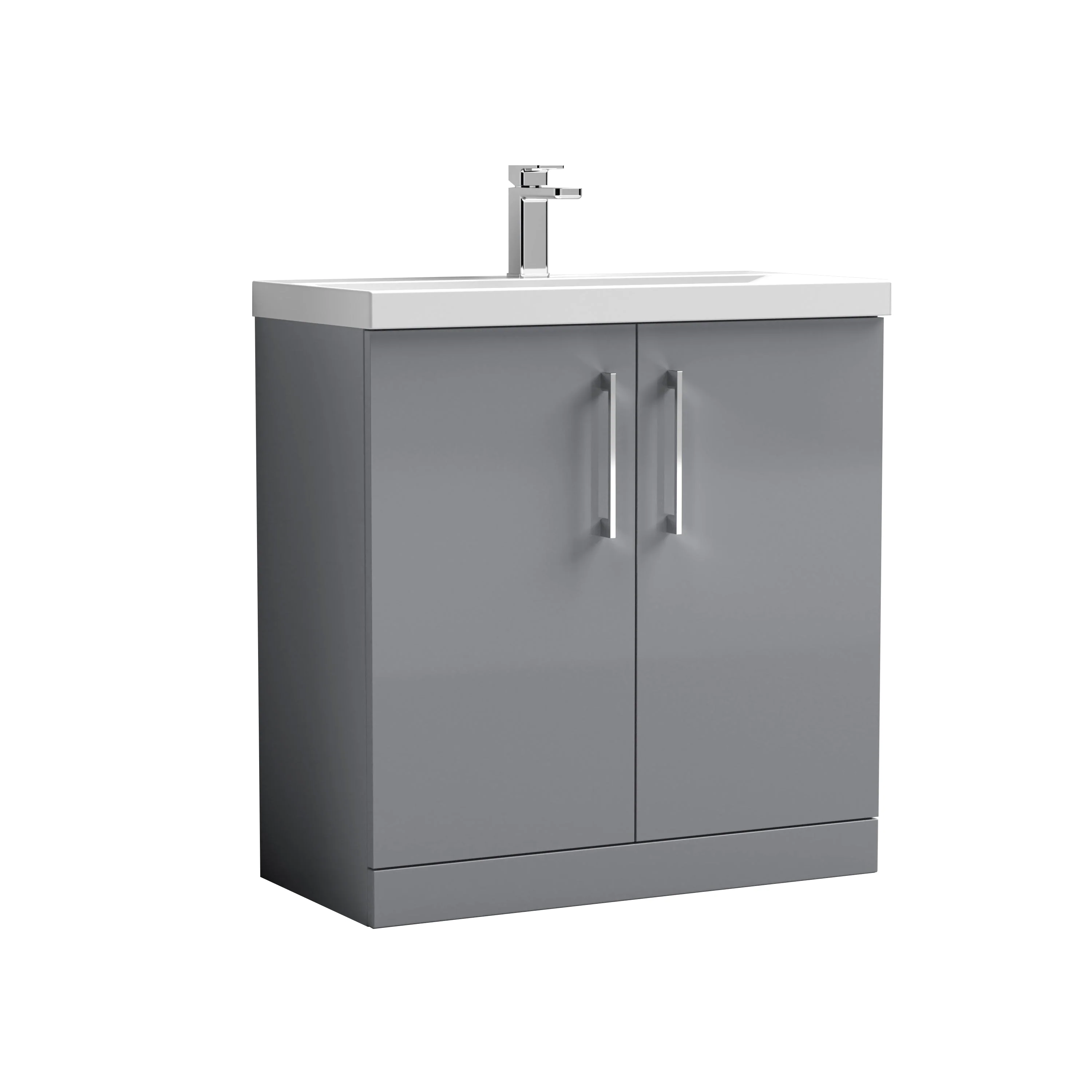 Ryker 800mm Floor Standing 2-Door Vanity & Basin 1 - Satin Grey - Image 8